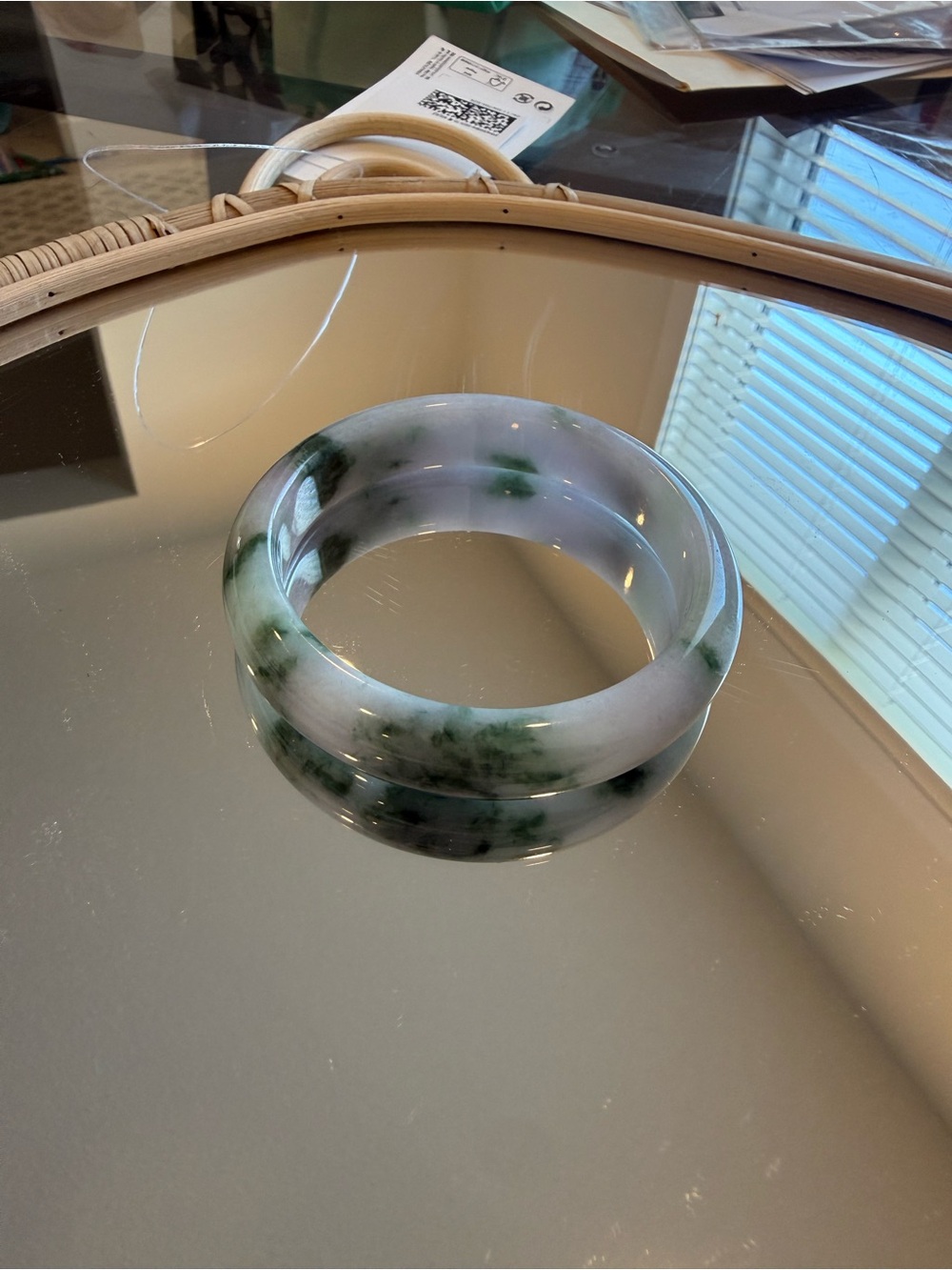 $4000CAD GIA Appraisal Jade-Inspired Green & White Bangle Bracelet size 58mm - Picture 14 of 14